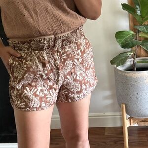 Anthropologie X Mermaid 100% linen Printed Short. S